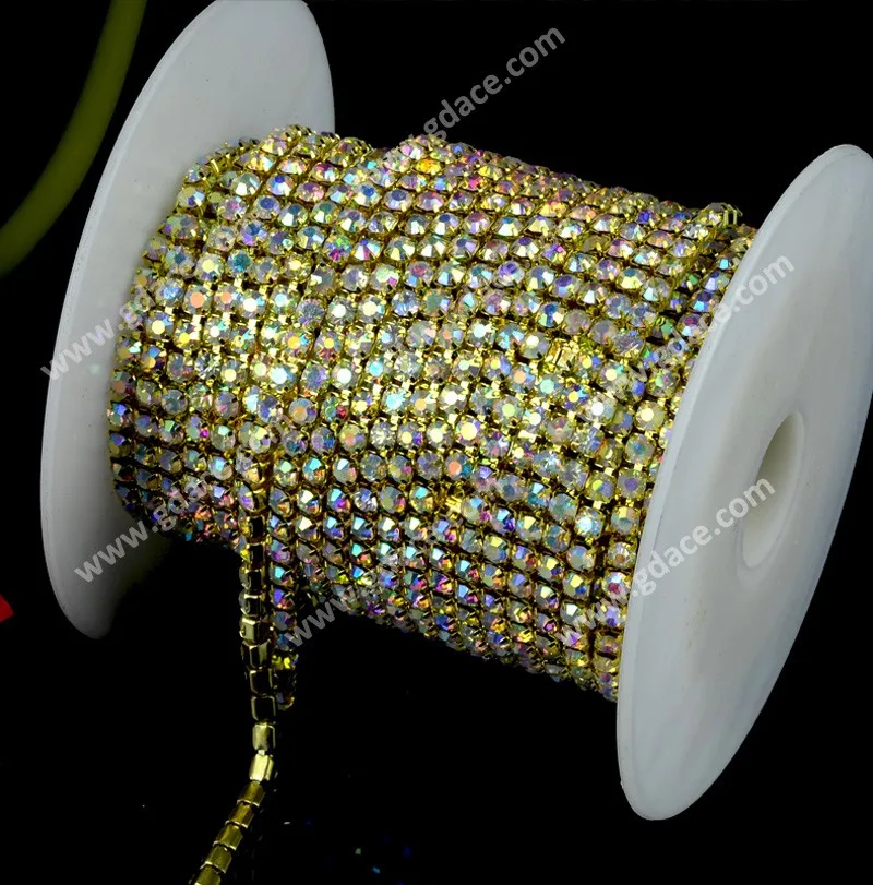 Sparkle Crystal AB rhinestone chain, crystal cup chain wholesale