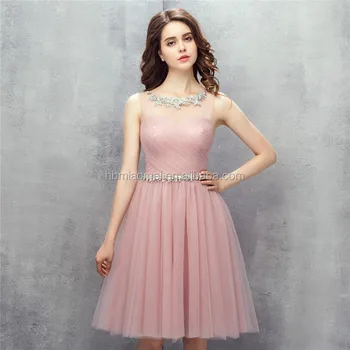 2017 Nouveau Design Vente Chaude Couleur Unie Femmes Robe De Soirée Mini Rose Robes De Demoiselle Dhonneur Pour Le Mariage Avec Doux Ceinture Buy