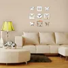 Six butterfly sofa background 3d acrylic wall decor mirror digital clock