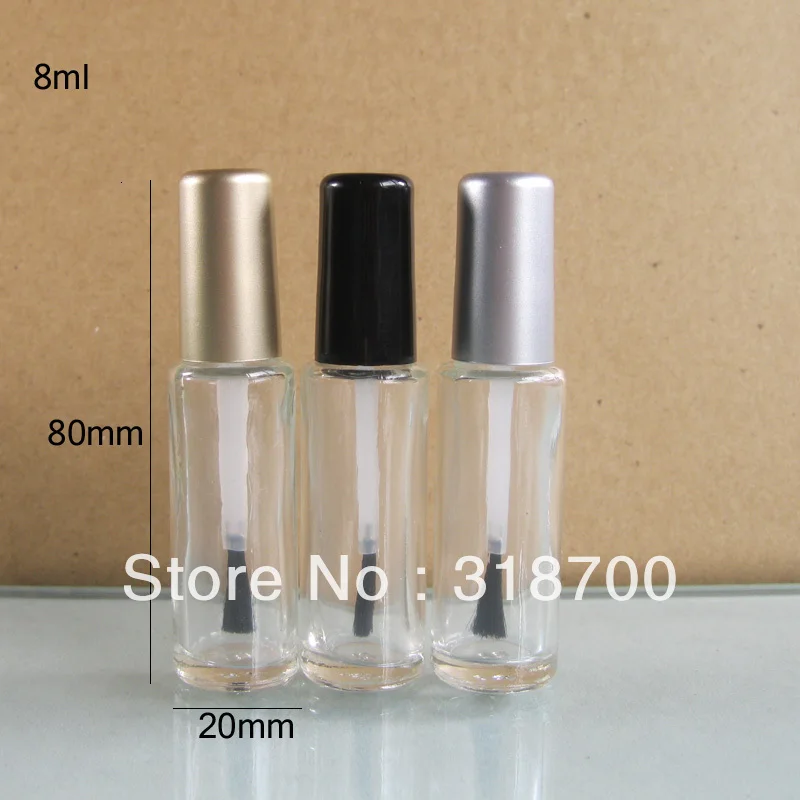 200pcs lot 8ml Empty Nail polish Bottle Transparent nail enamel bottle with brush cap