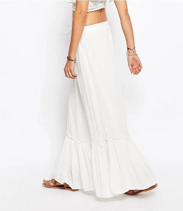 Women Summer White Custom Maxi Seersucker Boho Skirt - Buy Seersucker ...