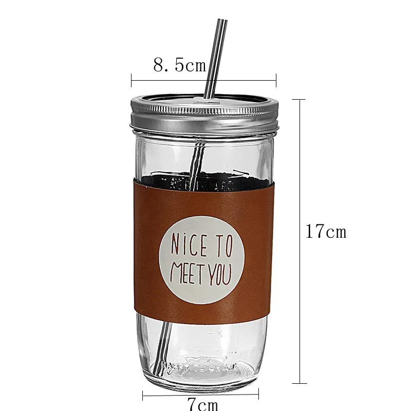 Big Promotion! 700ml Transparent Tinplate Jar Glass Cup Mug Juice Cold
