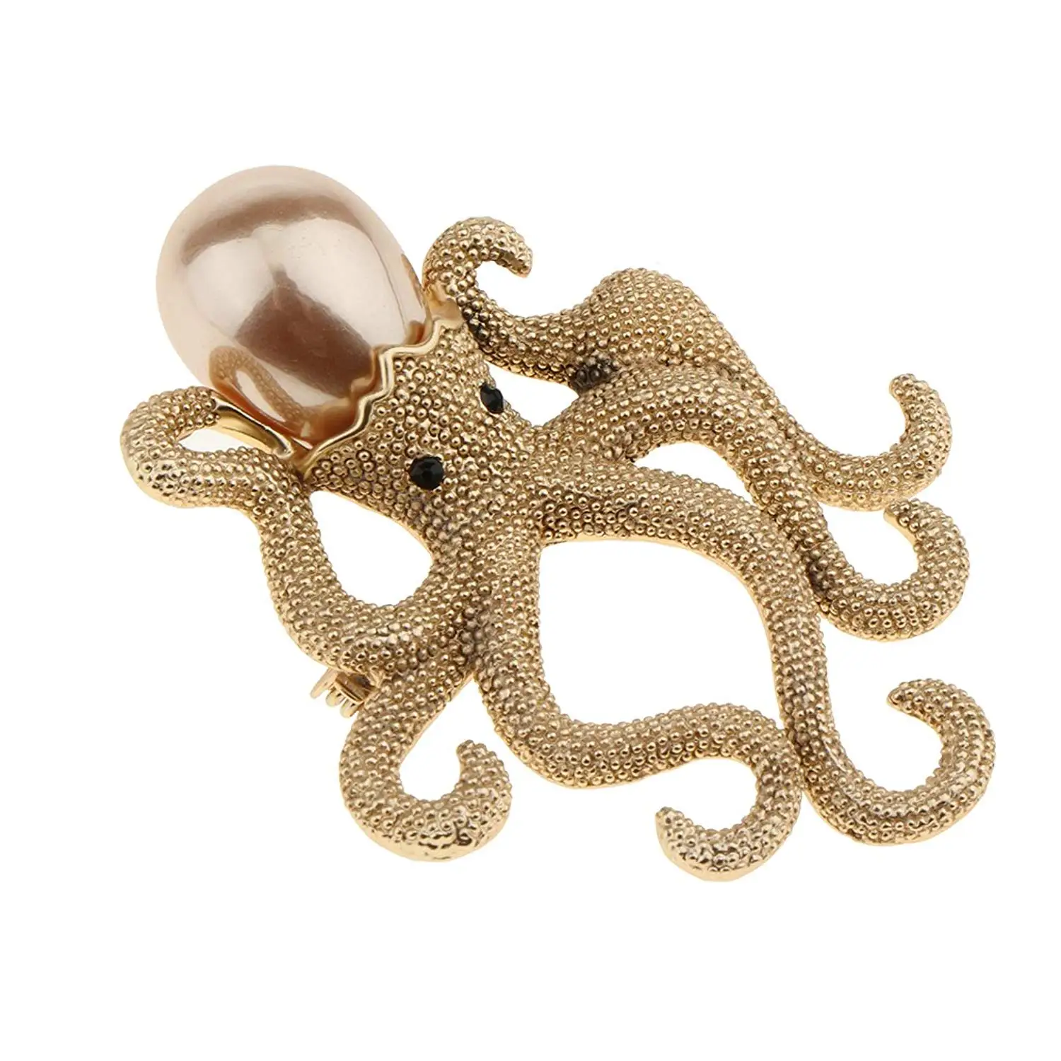 PANGRUI Enamel Black Spotted Sea Ocean Octopus Simulate Pearl Crystal Magnetic Brooch Eyeglass Holder