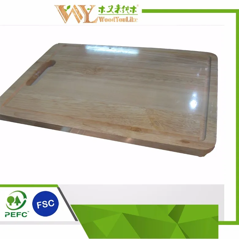 Lacquered Rubber Wood Butcher Block Chopping Board From China