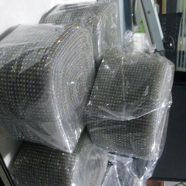 High Quality 5mm Crystal Ab Stretched Rhinestones Mesh Roll 18 Rows