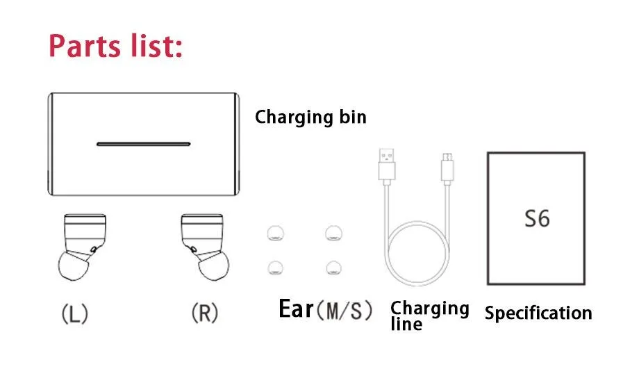 Ivante TWS S6 Bluetooth 5.0 earphone & headphone wireless earbuds with charging case earbuds with microphone - ANKUX.COM