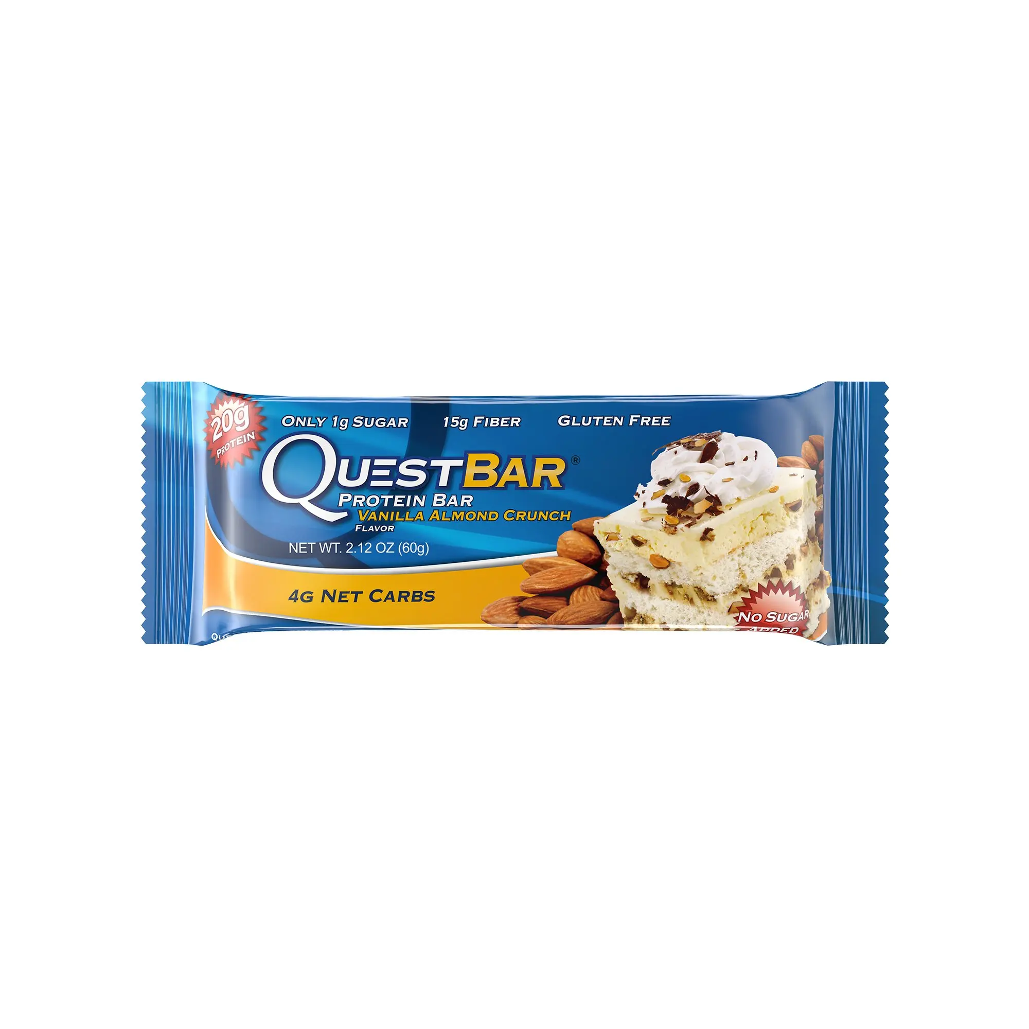 Quest Nutrition Protein Bar, Vanilla Almond Crunch, 200 Cals, High Protein Bars, Low Carb Bars, Gluten Free, Soy Free, 2.1 oz Bar, 12 Count, Packaging May Vary