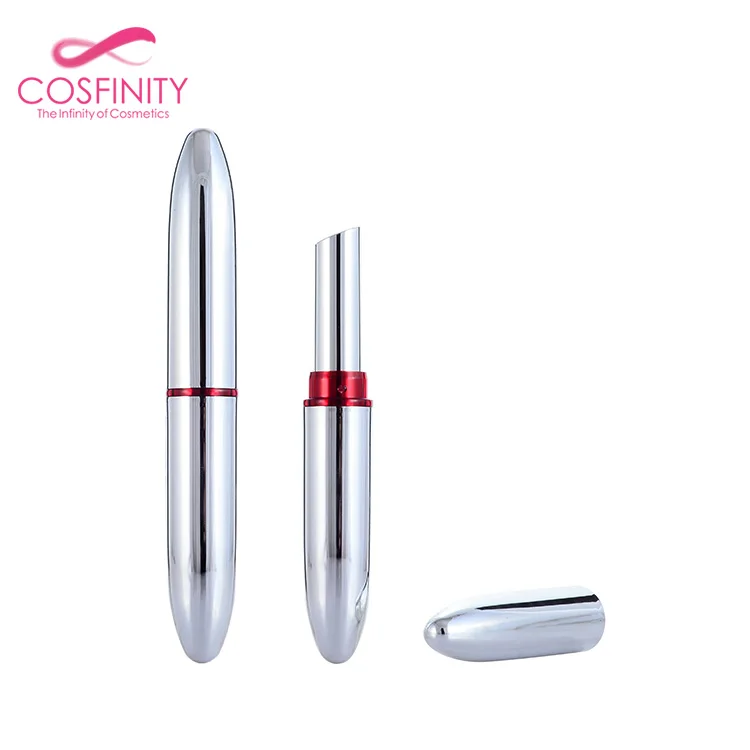 wholesale silvery bullet lipstick container empty slim lipstick tube