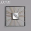 Mayco Beautiful Square Wall Art Metal Mirror Clock for Living Room