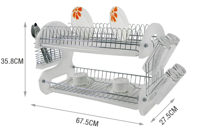 Stainless Steel 2 Tier Kitchen Dish Drying Rack Cabinet Dish Rack