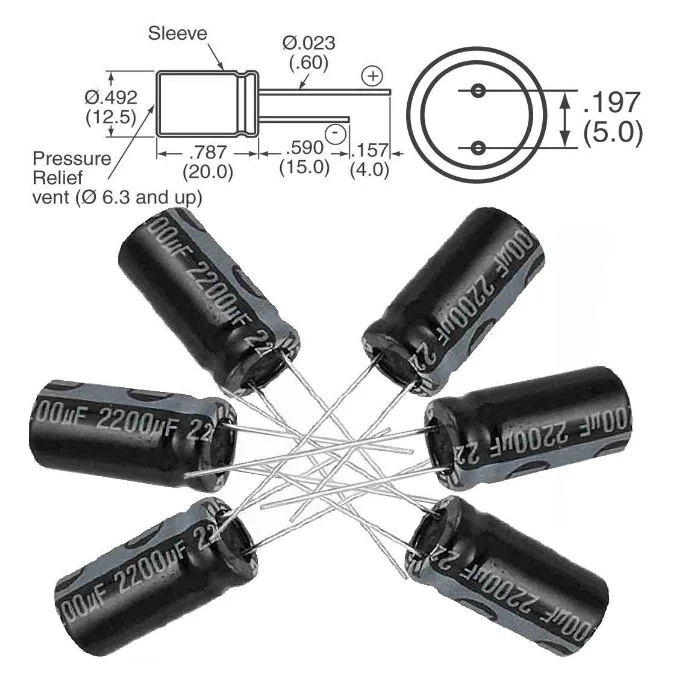 Condensador electrolítico THT UVZ2E220MHD 5x 22uF 250V Ø12.5x20mm 5mm de paso