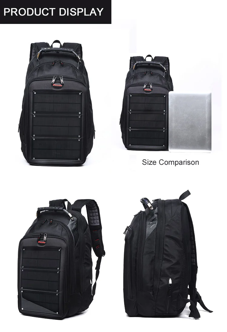 Designer men's business laptop smart USB charging solar power panel backpack back pack bagpack bag