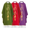 Green Chasuble with silk cross Chi-Rho, Alpha Omega embroid