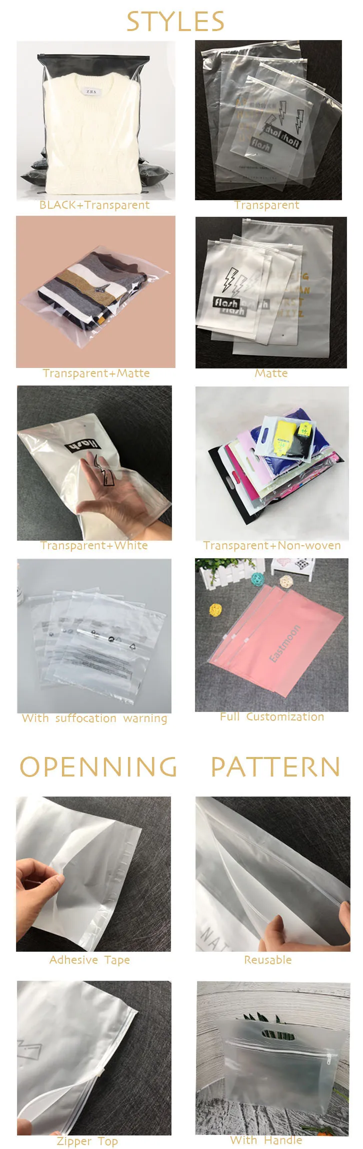 Custom large eco friendly drawstring bag plastic frosted bags packaging poly bag for clothes