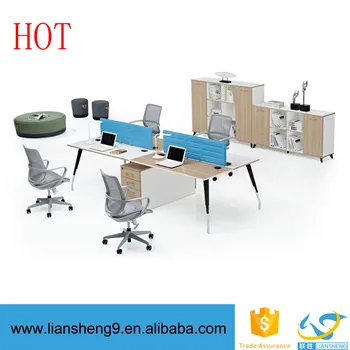 wooden staff sit stand workstation office furniture 4 person office