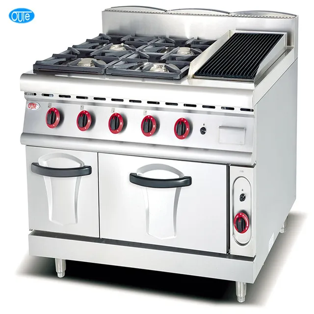 Oute 900 Kitchen Equipment 6 Burner Ceramic Top Gas Cooker Range Kitchen Equipment 6 Burner Ceramic Top
