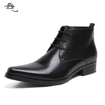 Pointed toe men high cut ankle cow 