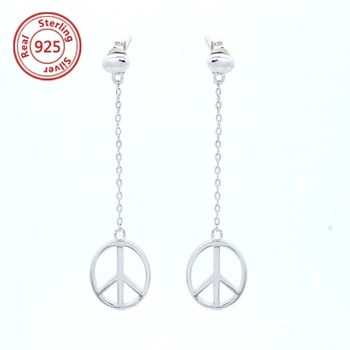 Letter Peace Earring With Small Symbol Sign 925 Letter Peace Earring With Small Symbol Sign 925 Silver
