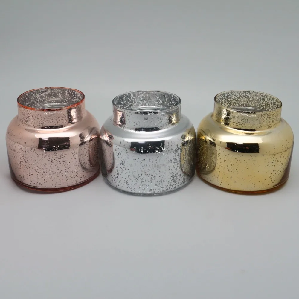 Wholesale Golden Mercury Glass Candle Jars With Decorative Lids Buy Mercury Candle Holder For