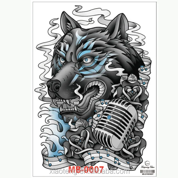 Music Star Wolf Tattoo Designs Large Temporary Tattoo Stickers Cool Body  Art Waterproof Fake Tattoos - Buy Waterproof Temporary Tattoos,Large Body  Art Sticker,Sexy Sticker Product on 