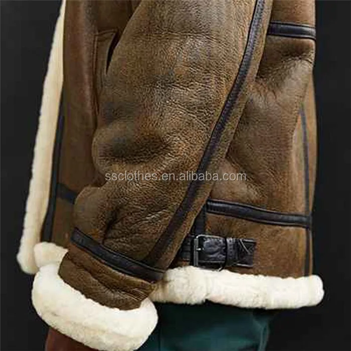 European Design Vintage Lambskin Leather Jacket Fur Liner Bomber