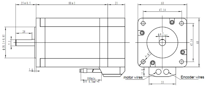 60hse3n-d25 Nema23 Closed Loop Stepper Motor Kit With Encoder 3n.m ...