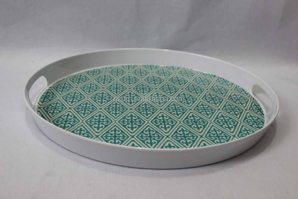 Melamine Serving tray Plastic oval with handle