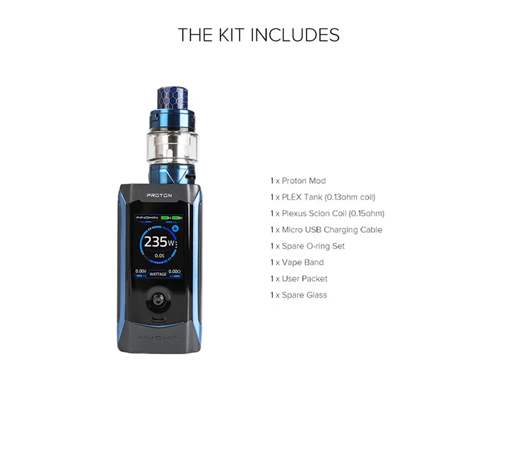 2018 1.45 TFT Screen with Superior Longevity  Innokin Proton Plex 235W tc starter kit