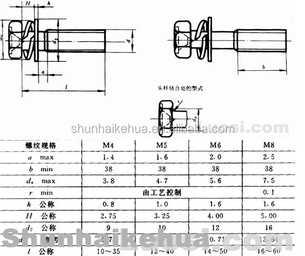 gb/t9074.13-88 不锈钢十字螺栓,带压痕,单圈锁紧垫圈和普通垫圈组装