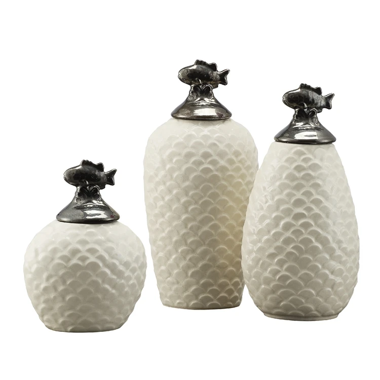 Wholesale Unique Shell Design Kitchen Blue Ceramic Canister Sets - Buy ...