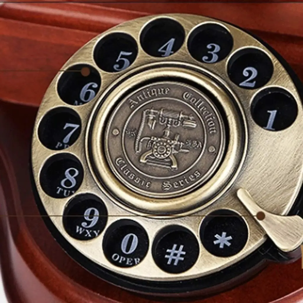 HY Solid Wood Antique Rotating Dial Telephone Landline Used for Household Business Decoration (Color : Rotating)