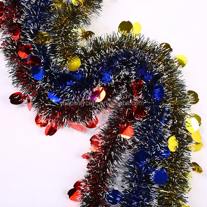 Cheap Colorful Christmas Tinsel Garland Tree Decorations Wedding