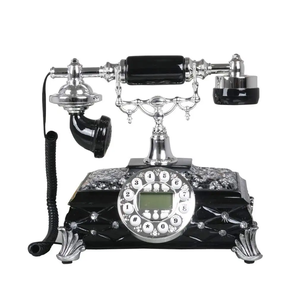 Diamond Simple Business New European Telephone Landline Princess Home Fixed Landline Retro Creative Bedroom Living Room Office Gift Landline (Color : Black)