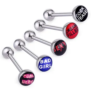 Surgical Steel Words Tongue Rings 