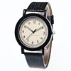 Foreign trade explosive fashion simple wooden watch Black leather strap leisure digital quartz watch