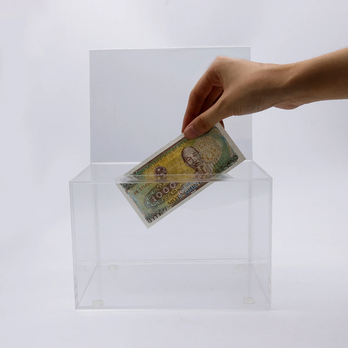 Customized Size Logo Acrylic Charity Donation Box/large Donation Box