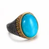 Statement gold filled and stainless steel large turquoise ring setting