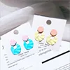 925 Sterling Silver Earring Fashion New Bright Coloured Circular Ear Nails