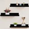 New Design Modern Black mdf decorative remove floating shelf
