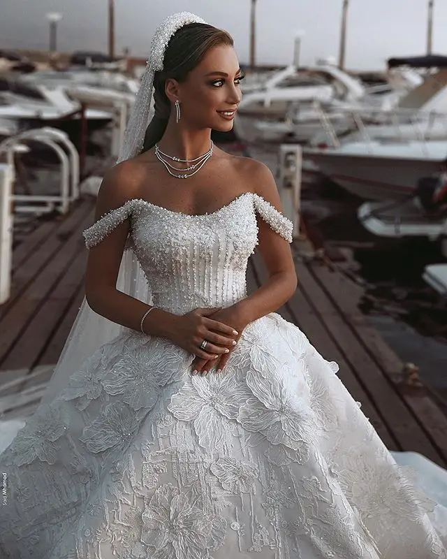 2019 New Elegant Arabic Wedding Dresses Turkey Off Shoulder