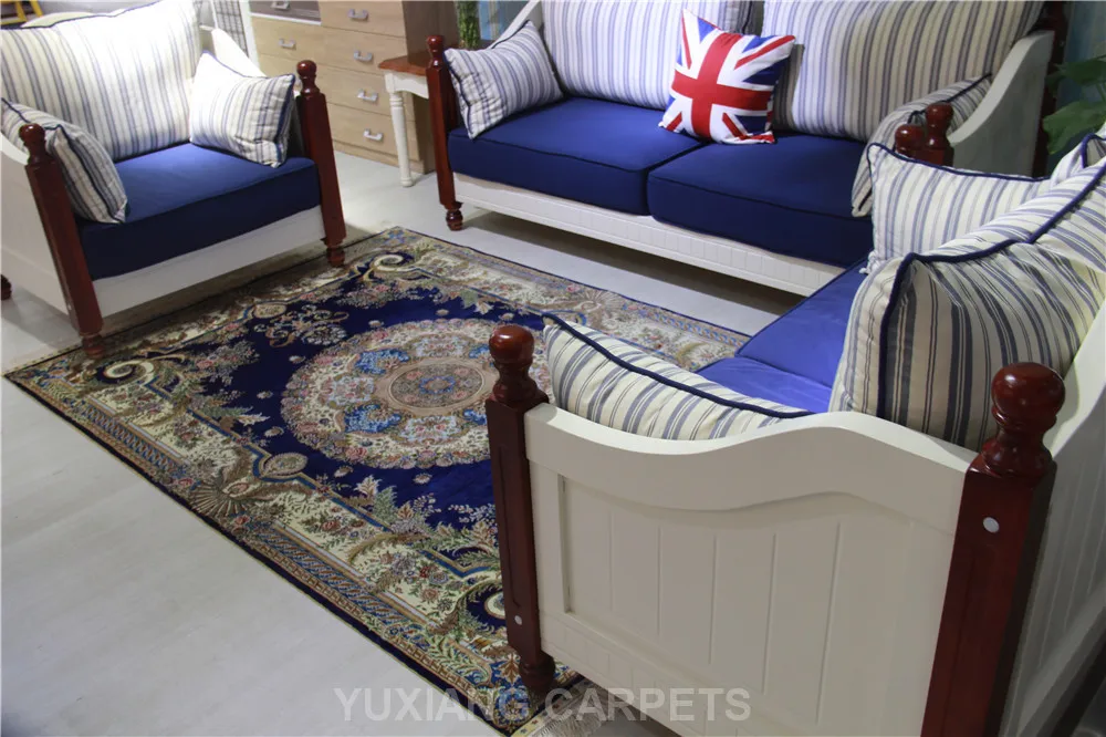 Nanyang Yuxiang High Quality Beautiful Floral Pattern Persian Knot Hand-made Pure Silk Carpet for Home Decor