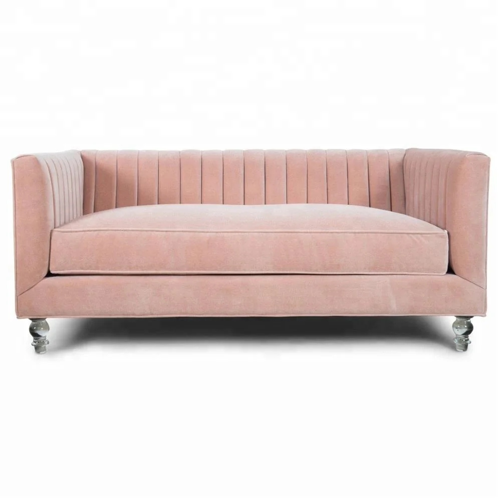 Hot Sale Luxury Pink Velvet Fabric 2 Seater Sofa For Wedding Event