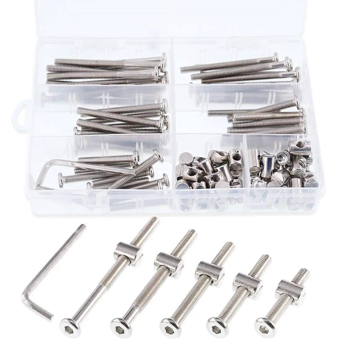 Buy Swpeet 100Pcs Crib Hardware Screws, Nicked Plated M6 × 40/50/60/70