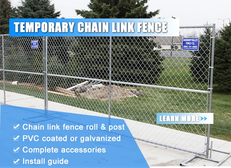 Hot Dipped Galvanized Chain Link Temporary Fence USA (Factory Price)