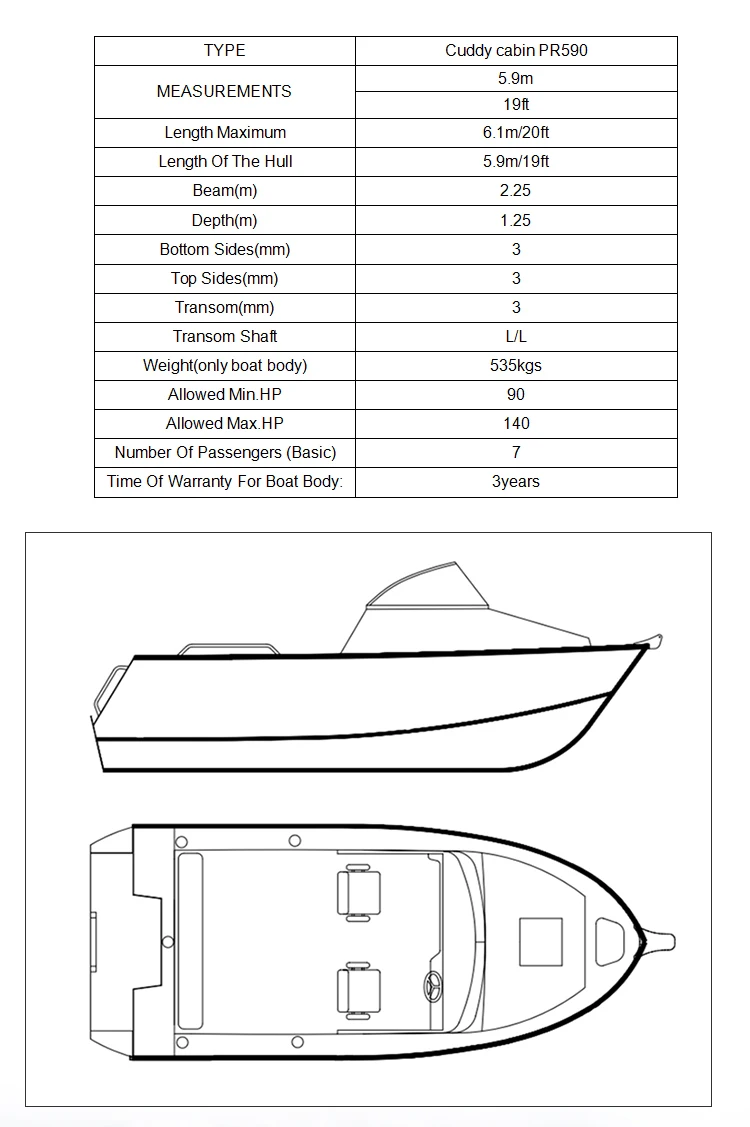 CCS 5.9m deep v-hull aluminum fishing yacht for sale