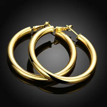 Trendy Hoop Earrings Never Fade 18k Real Gold Plated Fashion Trendy Hoop Earrings Never Fade 18k Real Gold Plated Fashion Large Size Earring Women