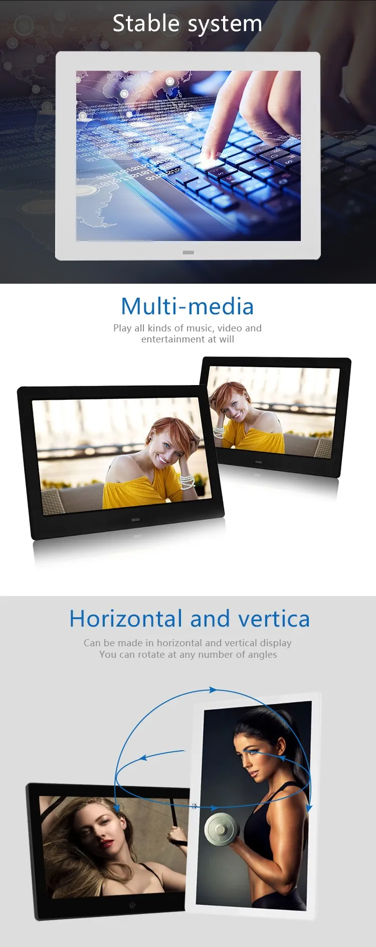 Hot Lcd Screen White Color 7" Inch Size Digital Photo Frame With Vesa