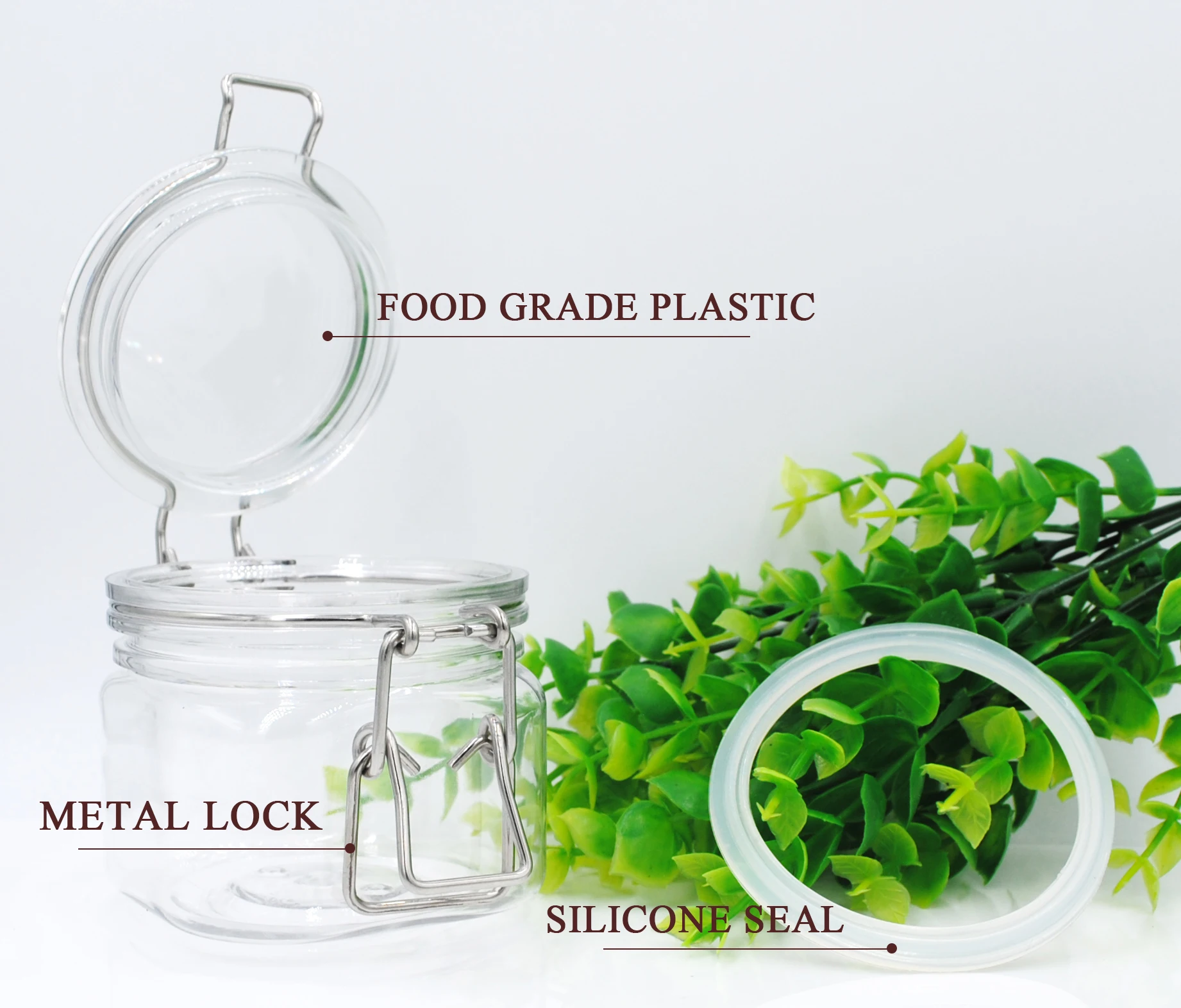 4oz Cosmetic Hdpe Plastic Clear Pet Wire Bale Jars With Hinged Lids