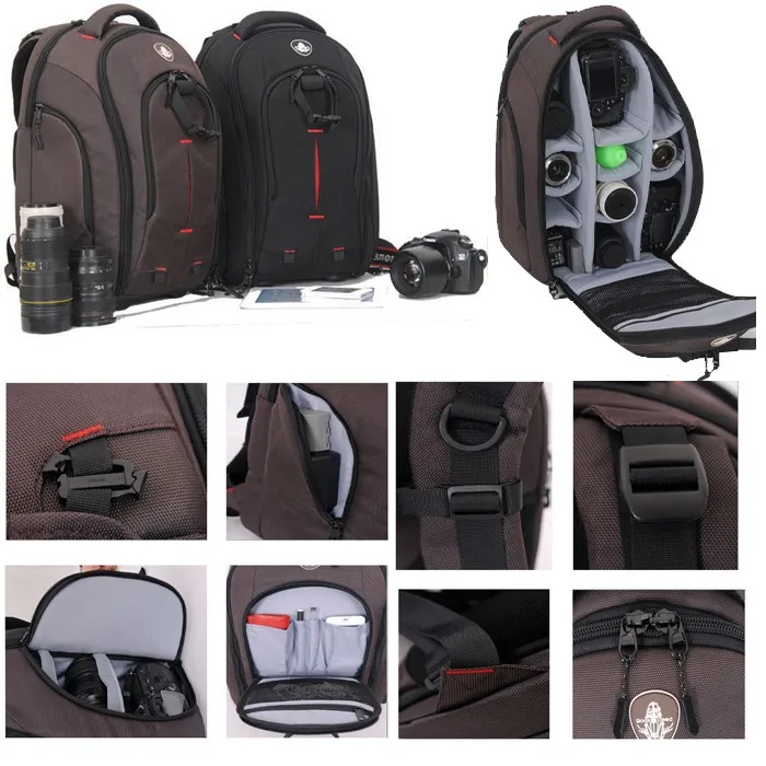 Hot Selling Nylon Dslr Camera Bag, Travel Hiking Photo Backpack