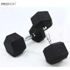 Strength training black rubber coat hexagon dumbbell